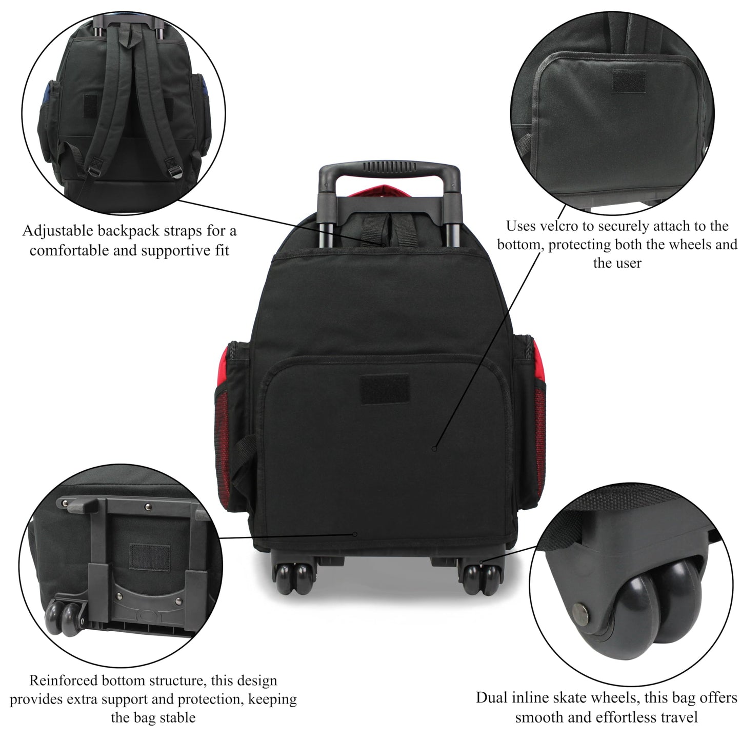 World Traveler Transworld 22-Inch Carry-On Rolling Backpack - Red