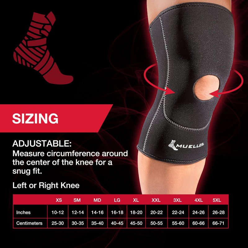 MUELLER Sports Medicine Open Patella Knee Sleeve, Knee Pain Relief Support for Men and Women, Ideal for Arthritis, Sprains, Black, X-Large