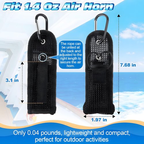 Bear Horn | 2 Pack 1.4Oz Air Horn Holder with Adjustable Elastic Cord - Portable Pouch for Hiking & Safety