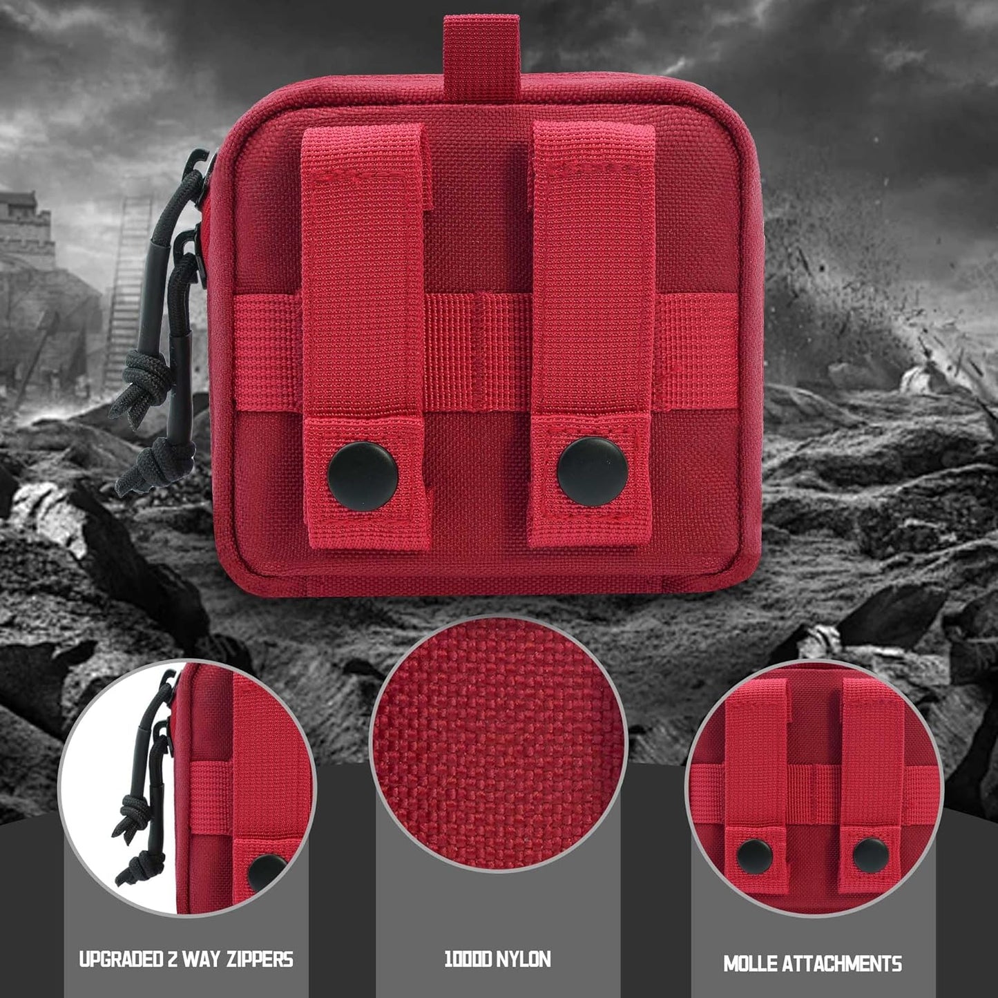 Upgrade Tactical Molle Admin Pouch - Laser Cut Design with Interior Divider | 4x4 Inches, Flag Patch