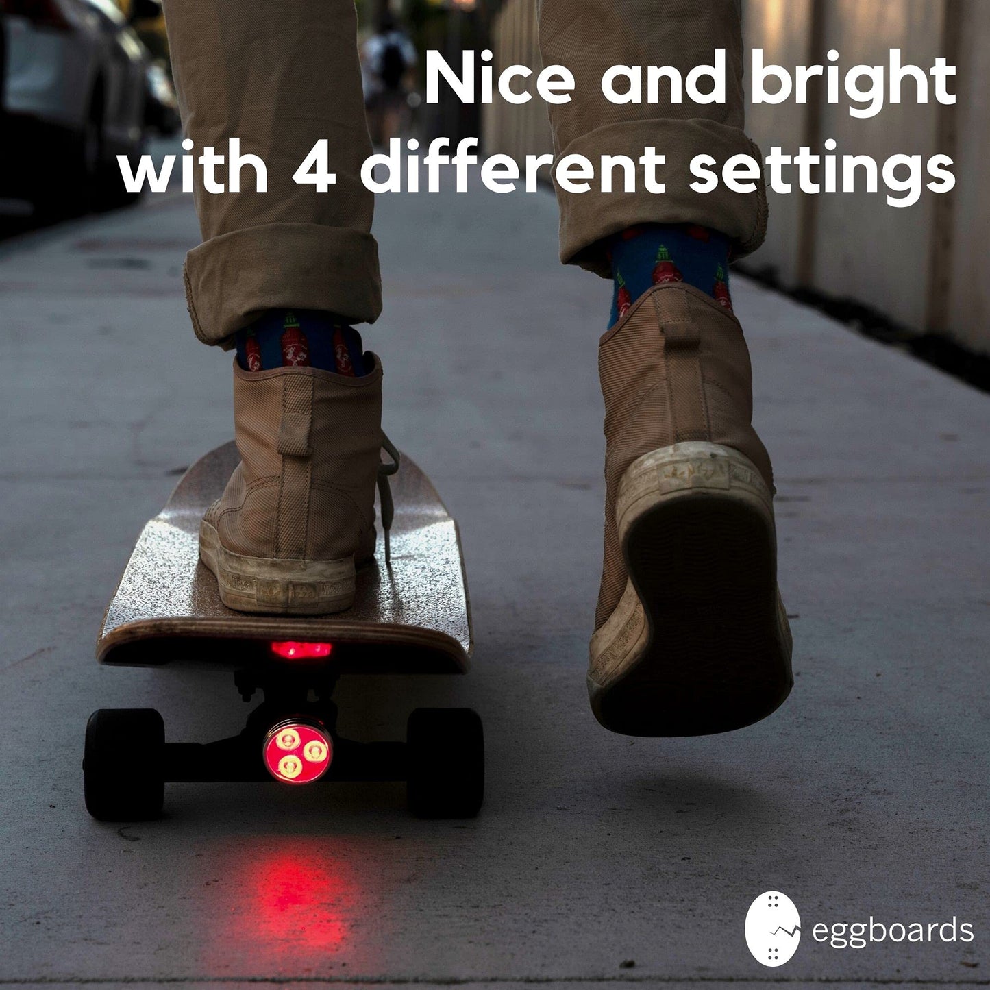 Eggboards Electric Skateboard Lights for Night Riding. LED Skateboard Light Kit. Longboard Lights USB Rechargeable. Skate Board Headlight Front and Back. Ideal Electric Skateboards Accessories