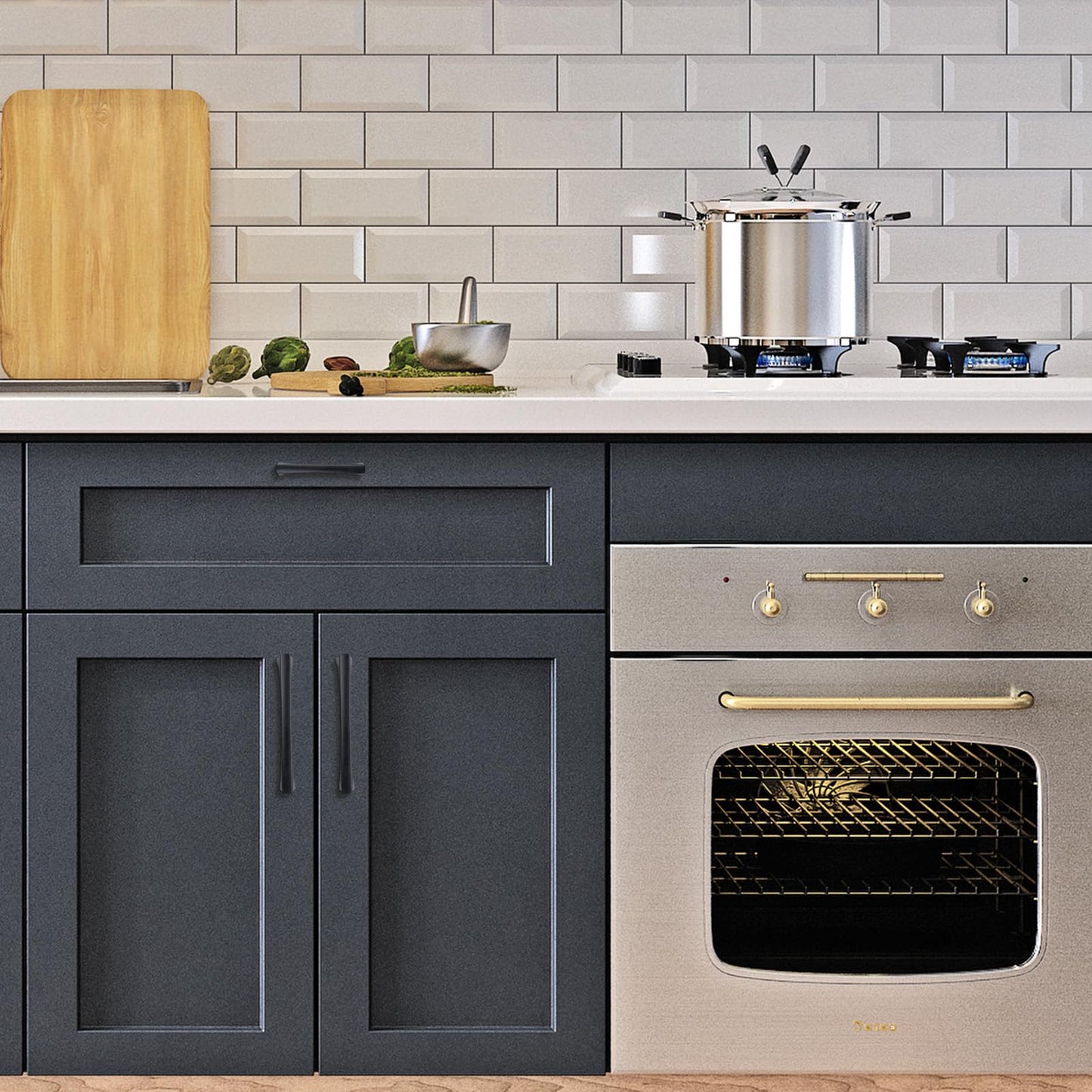 BUKOBYHE 20 Pack 5 Inch Matte Black Kitchen Cabinet Handles Black Cabinet Pulls Black Drawer Pulls Kitchen Hardware