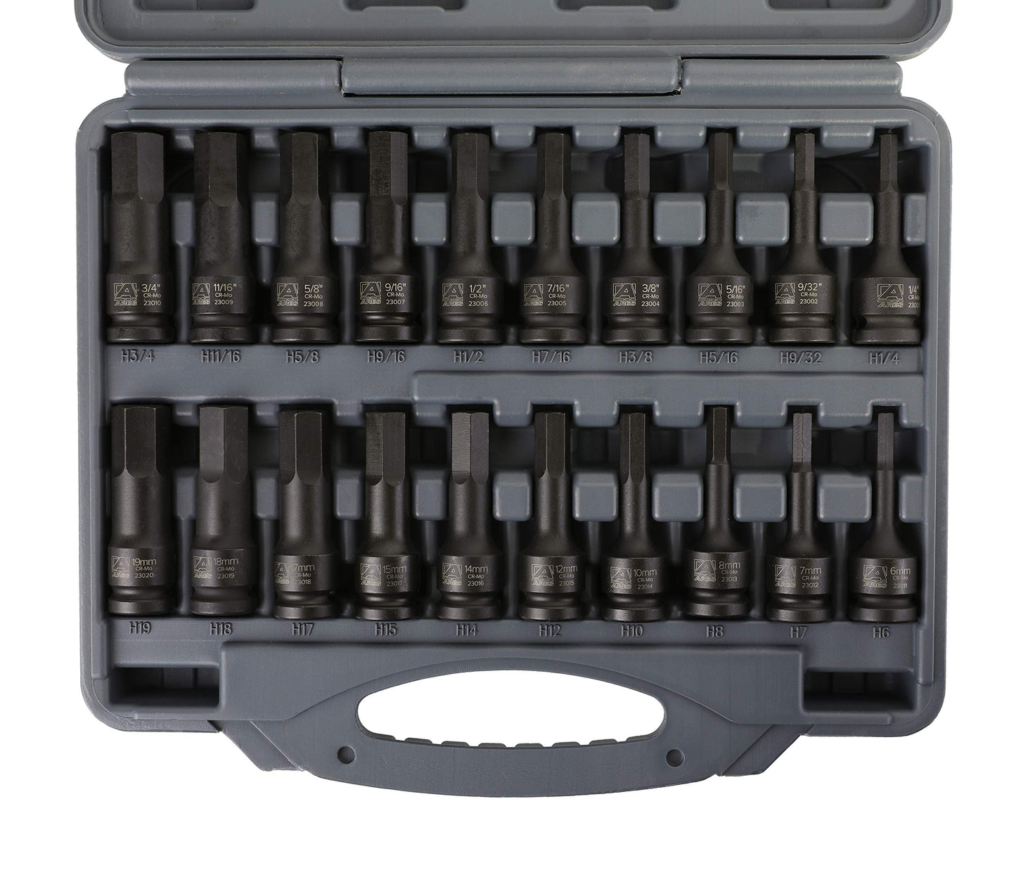 ARES 23000-20-Piece 1/2-Inch Drive Master Impact Hex Driver Set - Chrome Moly Steel Construction and Manganese Phosphate Coating - Storage Case Included - Designed for Impact Use