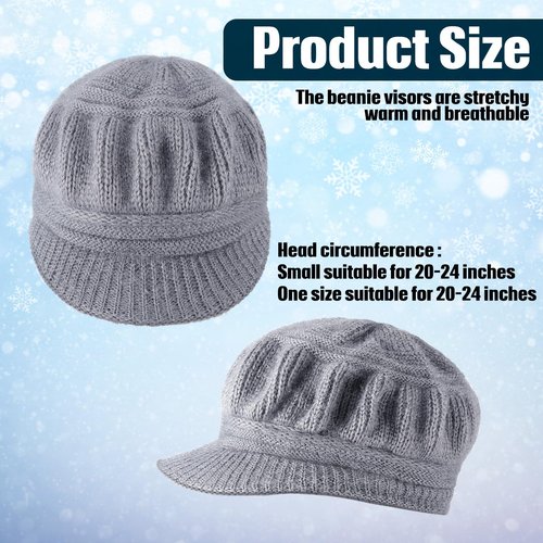Mepase 3 Pieces Women Warm Hat for Winter Slouchy Beanie Cap with Visor Knitted Newsboy Hats for Women Ski Snow(Burgundy, Gray, Black)