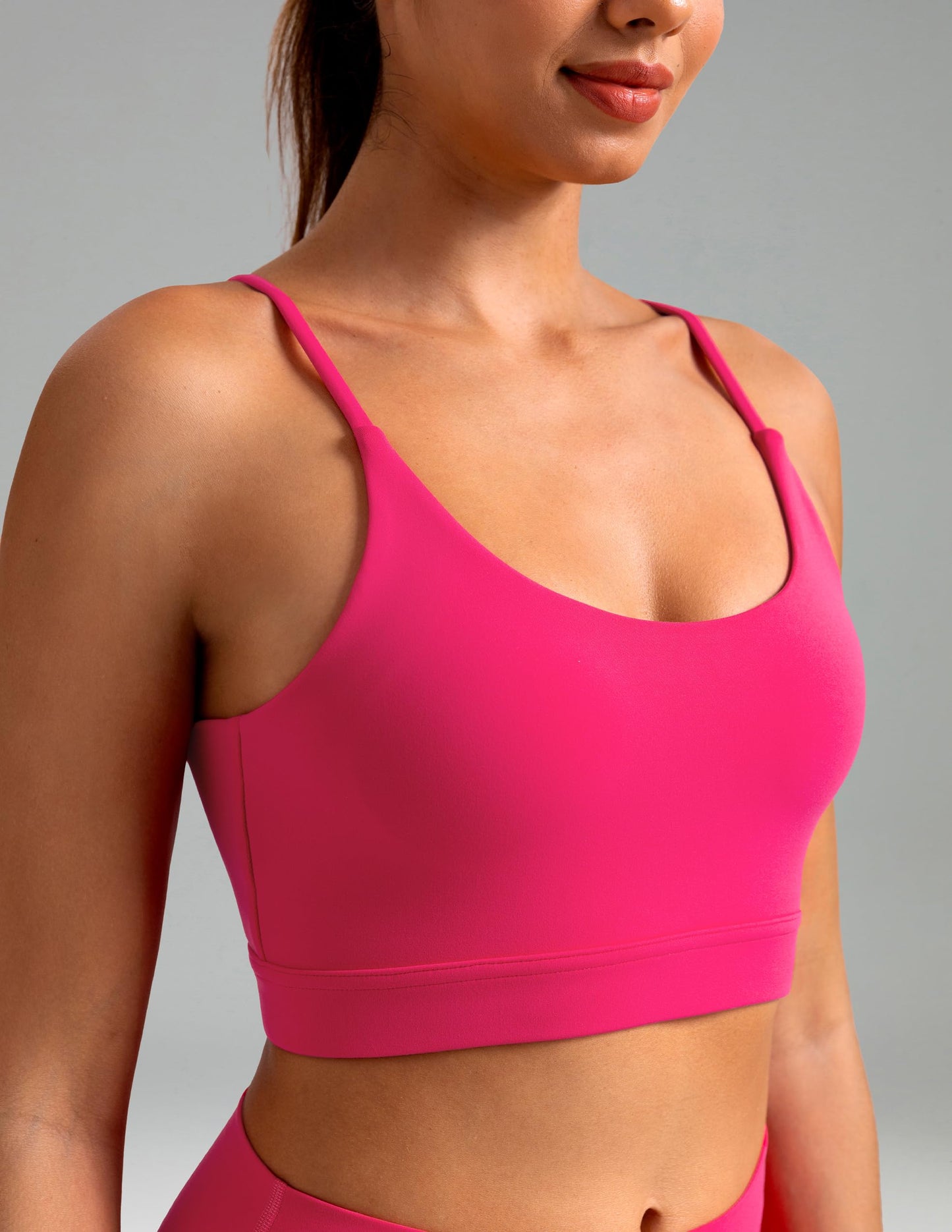 Colorfulkoala Women's Dreamlux Bowknot Strappy Sports Bras Light Impact Workout Yoga Tops (S, Raspberry)