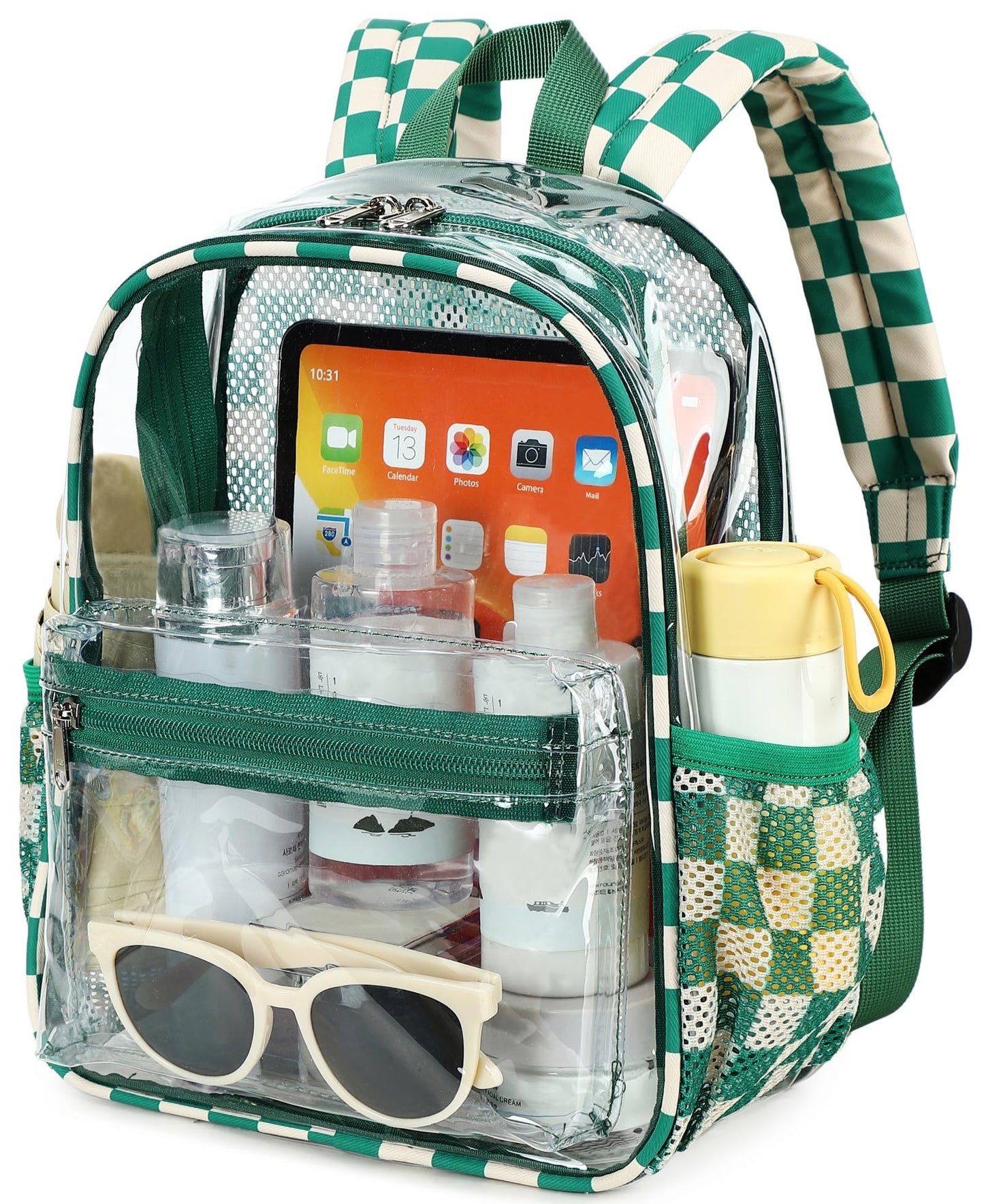 BTOOP Clear Mini Backpack for Stadium Events 12x12x6 Small Transparent Backpacks Plastic See Through Clear Bag for Concerts Work Festival Security Travel
