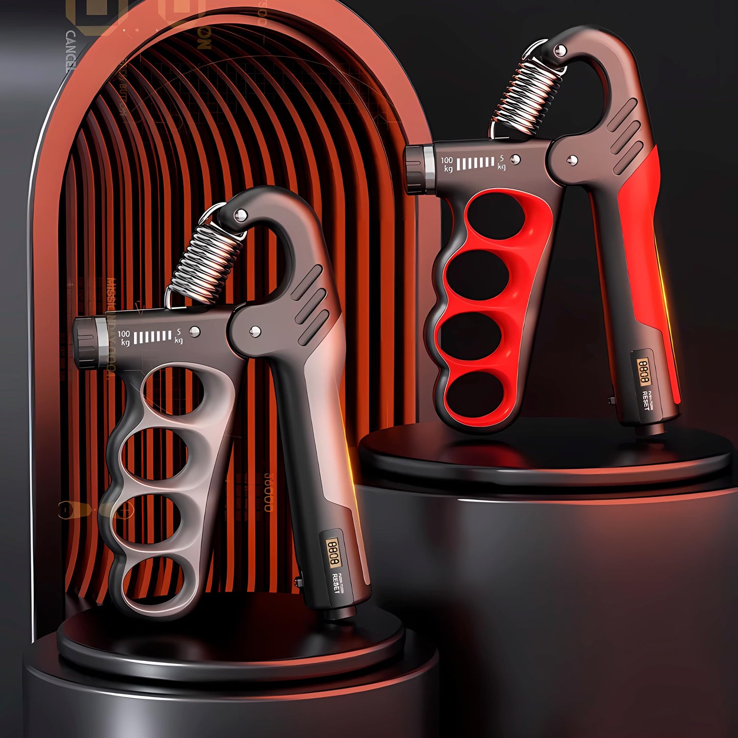 Grip strength trainer, adjustable hand grip strengthener, Durable Adjustable Resistance 5-100KG With Digital Counter, ergonomic design, high-strength spring, perfect hand (GRAY)