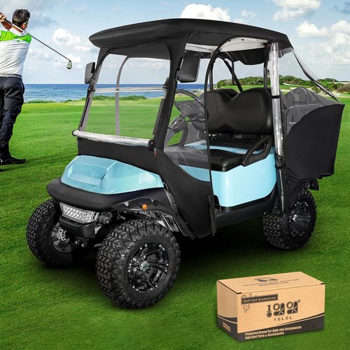 10L0L Golf Cart Enclosure for Club Car Precedent 4 Passenger, Fits 57'' Roof with 4-Side Zipper Doors, 360° Panoramic Windows & Security Side Mirror Openings