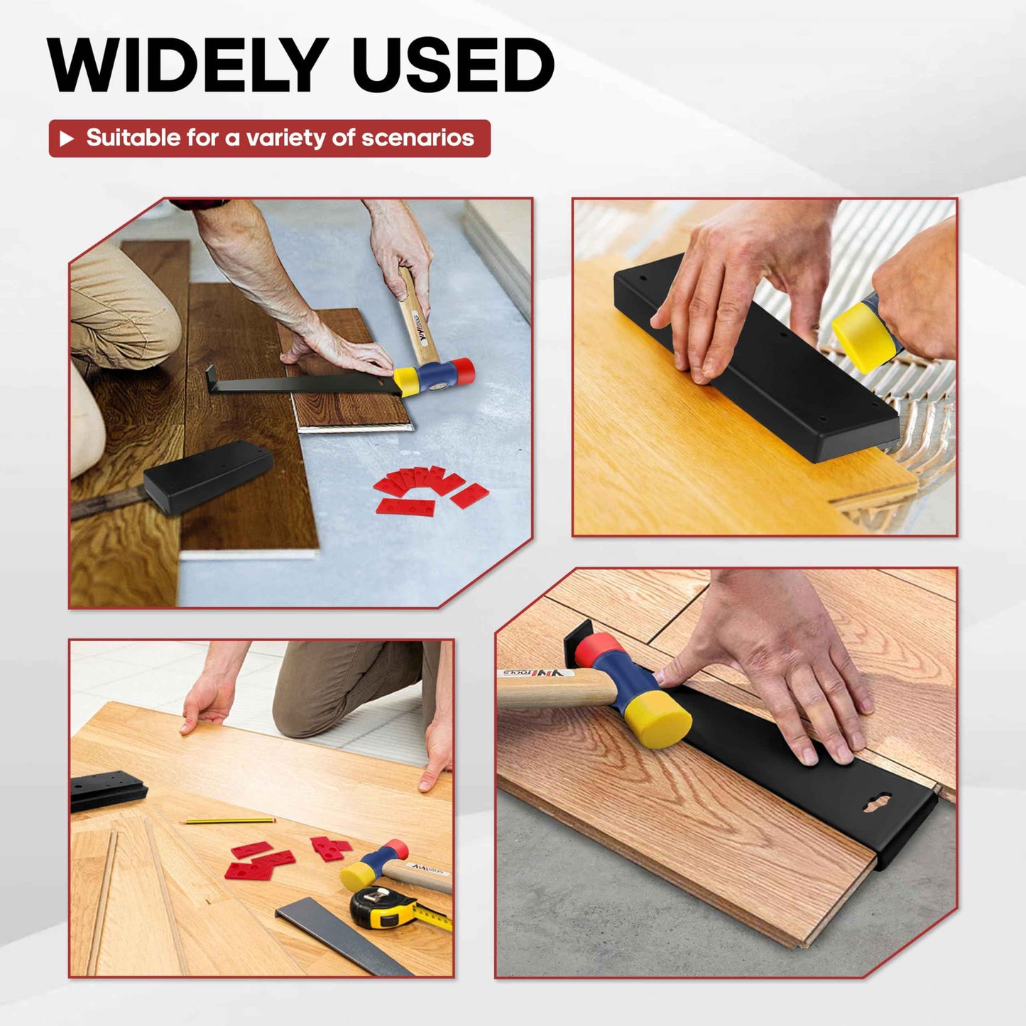 YIYITOOLS 43Pcs Laminate Wood Flooring Installation Kit,LVP Installation Kit,Vinyl Flooring Tools with 40Pcs Spacers,Double-Faced Rubber Mallet,Tapping Block,HeavyDuty Pull Bar,Laminate Flooring Tools