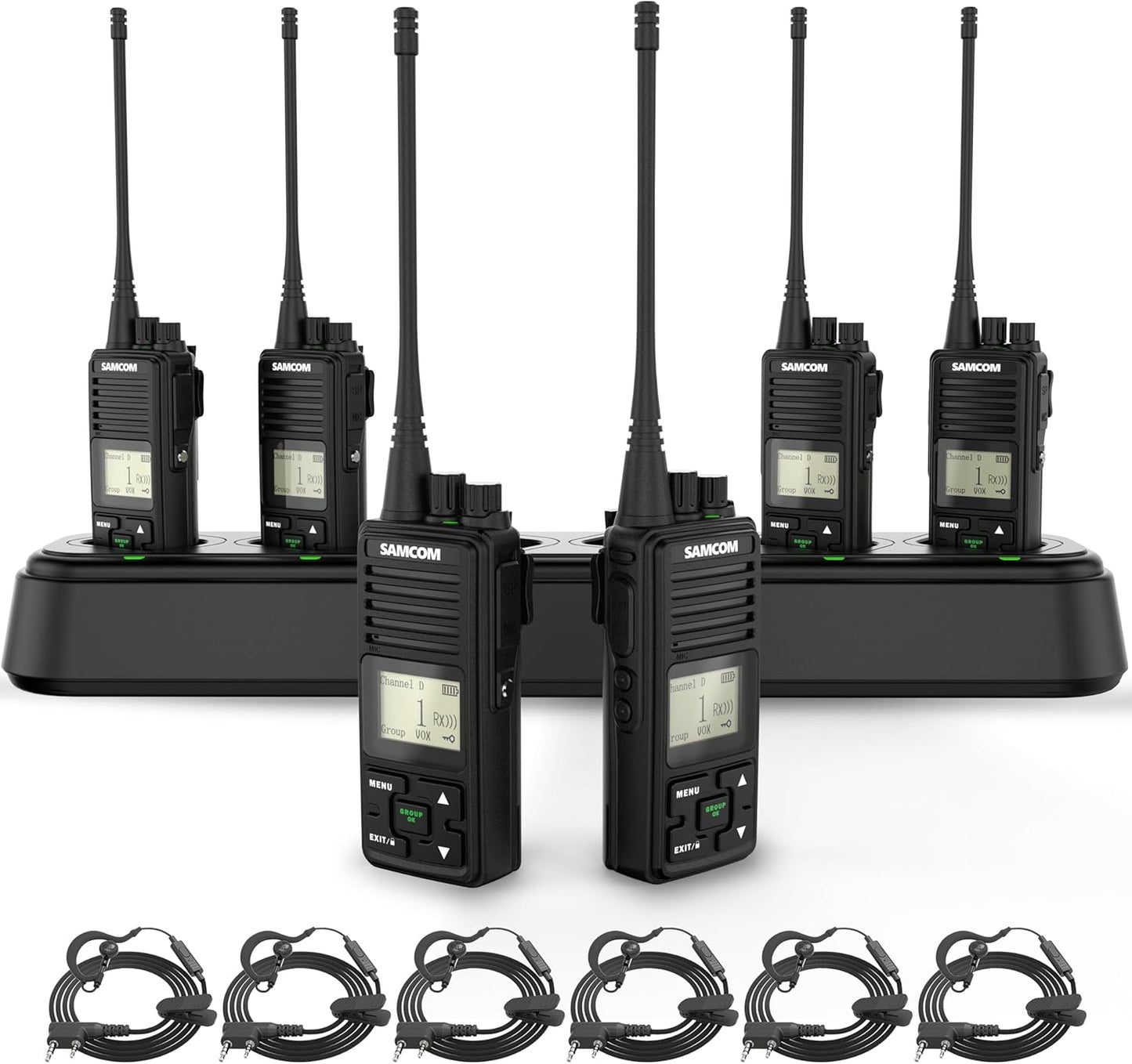 SAMCOM FPCN10A Two-Way Radios - 3000mAh High Power Walkie Talkies for Adults | 6 Pack for Commercial Use