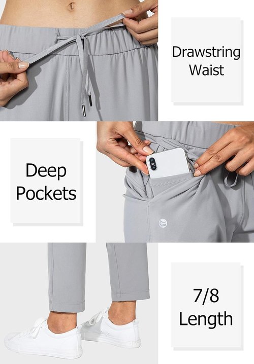 G Gradual Women's 7/8 Stretch Ankle Pants - Comfortable Deep Pocket Sweatpants for Golf & Travel