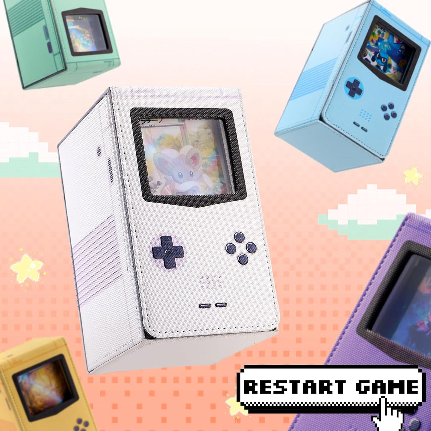 Venssu Retro Gaming Console Deck Box - PU Leather Card Storage with Dice Tray | Fits 120 Sleeved Cards (Purple)
