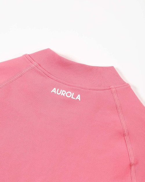 AUROLA Women's Workout Tops - Seamless Slim Fit Short Sleeve Zip-Up Yoga Jacket | Crop Top