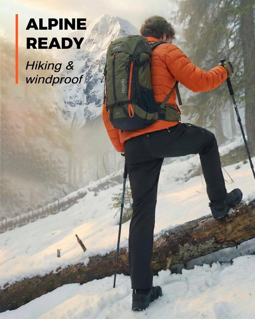 Lizorn Men's Snow Ski Pants Waterproof Insulated Winter Softshell Fleece Lined Hiking Work Snowboard Trousers for ColdWeather