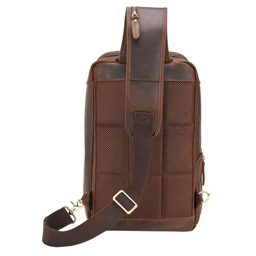 Polare Modern Style Sling Shoulder Bag Men’s Travel/Hiking Daypack with Full Grain Italian Leather and YKK Zippers
