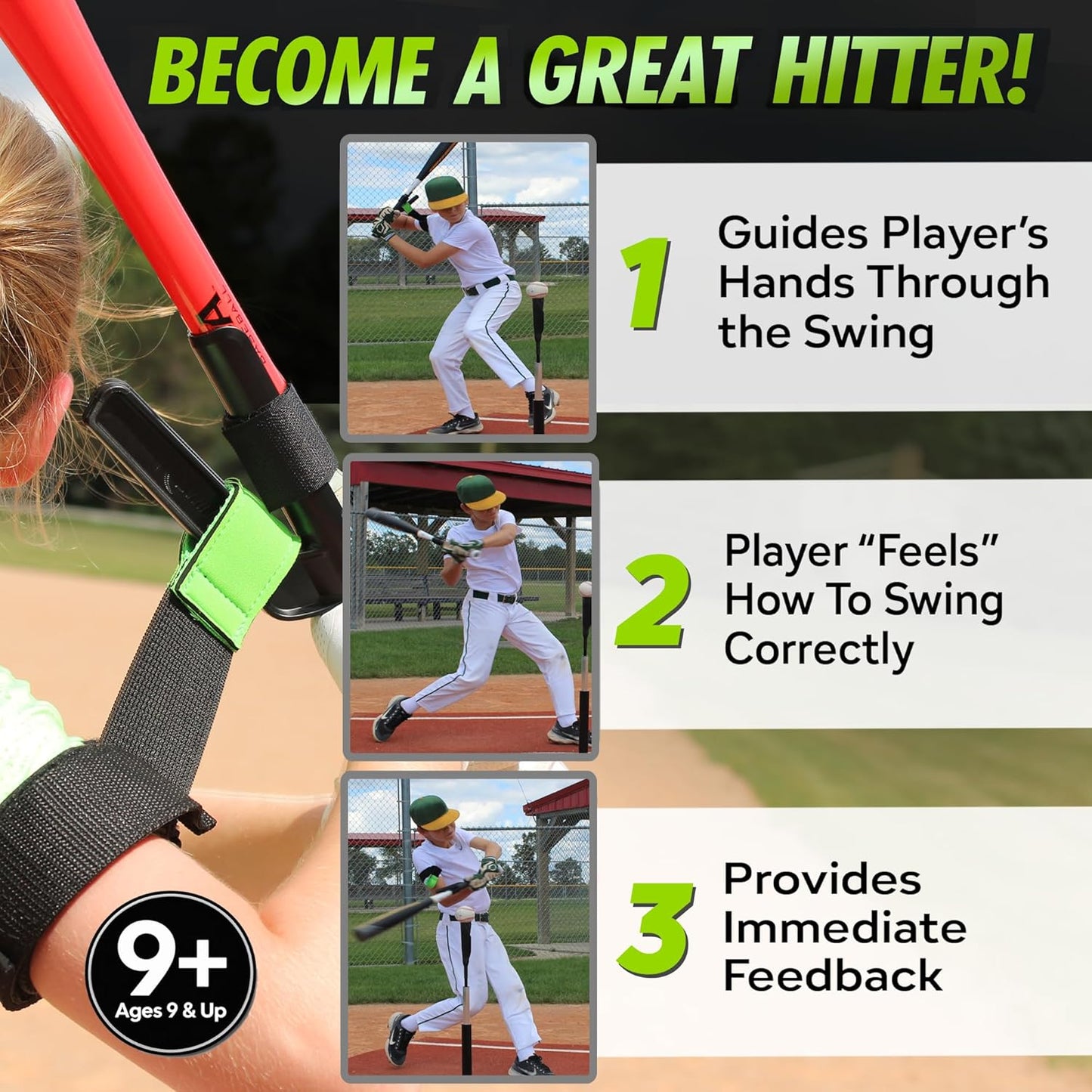 SWINGRAIL Baseball Hitting Trainer - Enhance Bat Speed & Swing Mechanics | Ideal for Ages 9+