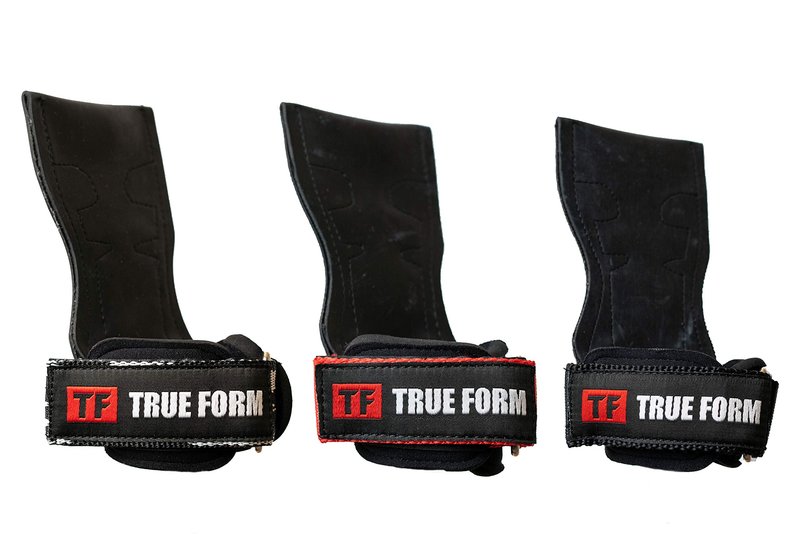 True Form Grips- (Black, Large) Weightlifting Workout Gear Alternative Power Lifting Hook Deadlift Glove Padded Wrist Wrap Support Dumbell Bodybuilding Weight Crossfit Pull Up Slip Kettlebell