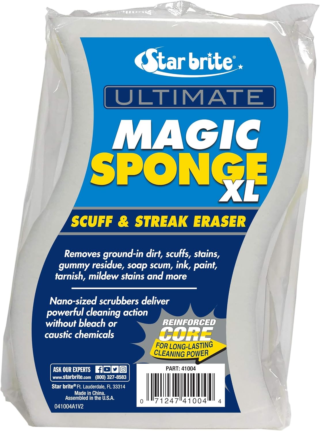 Star Brite XL Magic Sponge - Extra Large, Long Lasting Melamine Scuff Eraser - 8 Pack for Multi-Purpose Cleaning