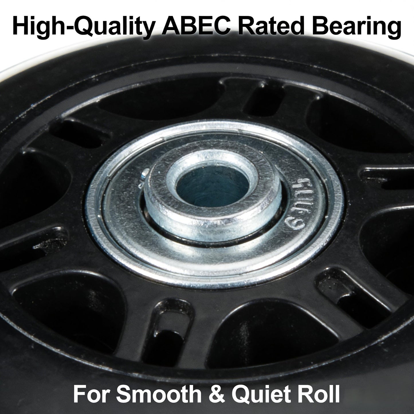 68X24mm Black Luggage Suitcase / Inline Outdoor Skate Replacement Wheels with ABEC 608zz Bearings
