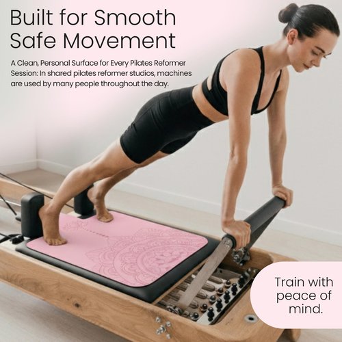Atellya Pilates Reformer Mat With Grip Socks Women And Mesh Bag Bundle, Cover For Reformer, Non Slip Reformer Towel, Workout Mat For Yoga Socks With Grips Non Slip Pilates Mat (Pink)