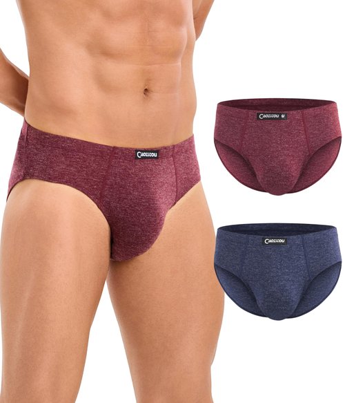 CAOZITOU Merino Wool Underwear Men, Breathable Wool Underwear for Men, Comfort Soft Wooly Moisture-Wicking Briefs 2 Pack