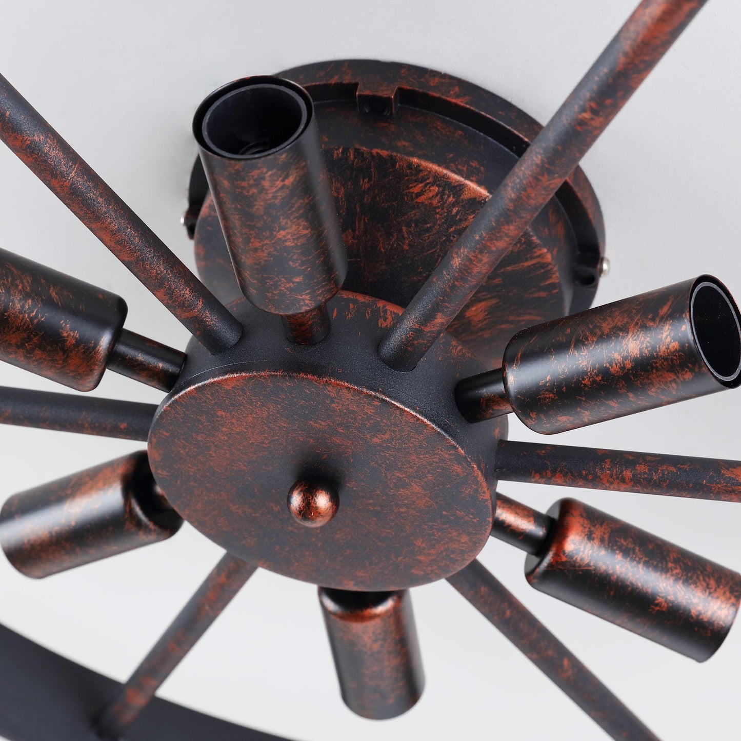 Modxian Farmhouse Round Semi Flush Mount Ceiling Light Red Rust Finish Dining Room Lighting Fixture Vintage Metal Ceiling Chandelier for Kitchen Bedroom 6 Light E12 φ18 Inches (6 Light)