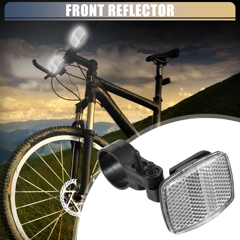 X AUTOHAUX 4pcs Bicycle Front Rear Reflector Kit Mountain Bike Safety Warning Reflectors for Handlebar Seatpost and Night Cycling Red and White