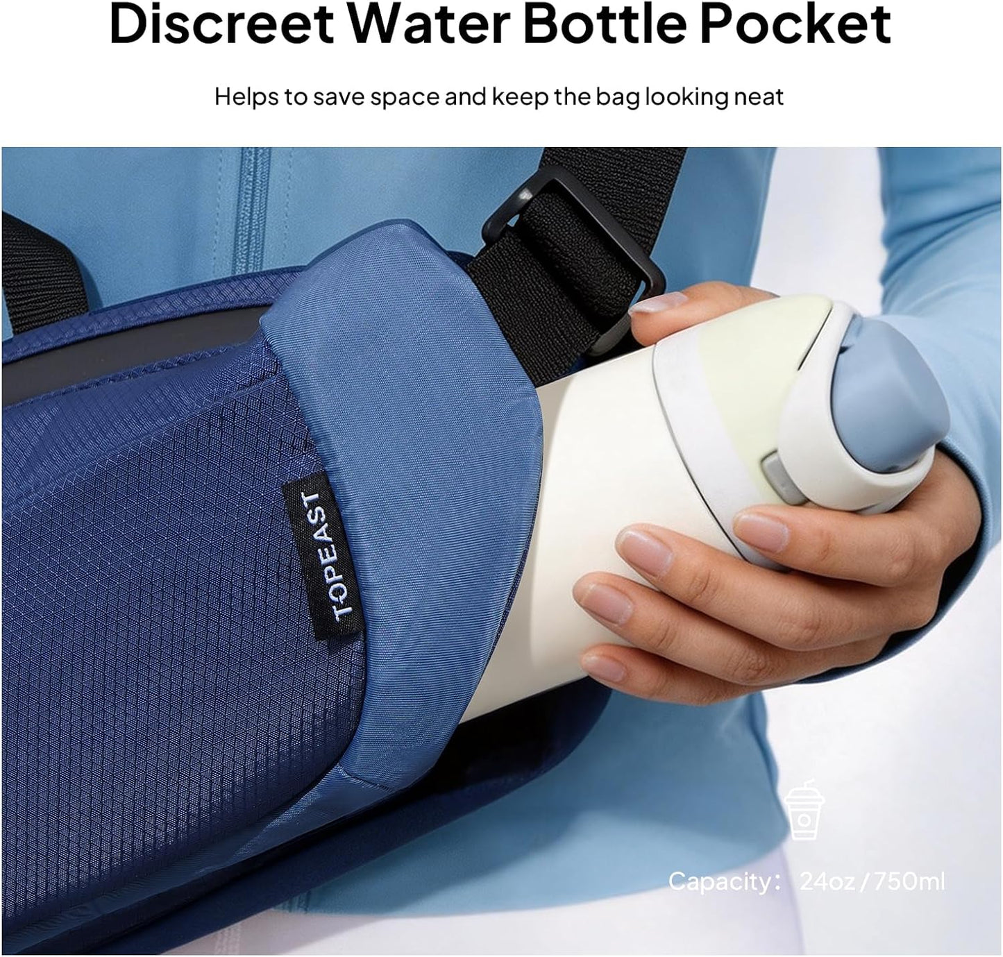 TOPEAST Fanny Pack - 4L Large Capacity Water-Resistant Sling Bag with Hidden Bottle Pocket | Adjustable for Hiking, Running, Travel