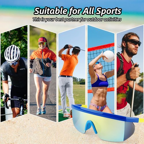 6 Pairs Polarized Sports Sunglasses for Men Women,UV400 Protection Outdoor Running, Cycling,Driving Glasses with Nose Pad for Golf,Motorcycle,Baseball