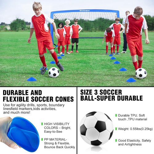 Kids Soccer Goal Set by [Brand Name] - Portable 6x4 & 4x3 ft Training Nets for Ages 3-16 | Perfect for Backyard Games