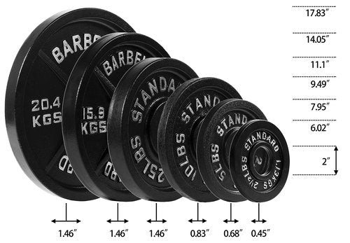 Fitvids Cast Iron Plate Weight Plate for Strength Training and Weightlifting – 2-Inch Center (Olympic) – 2.5LB (Pair) – Olympic (2-Inch Center)