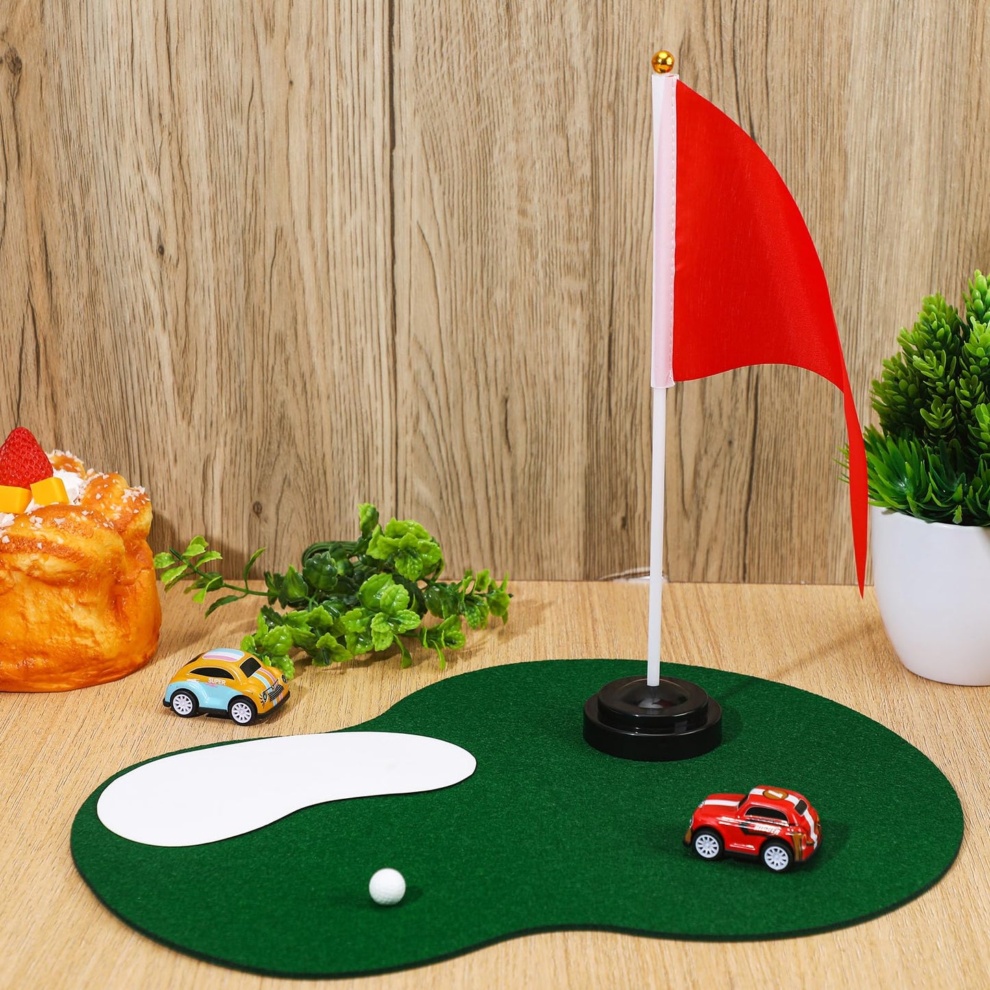Tinideya 4 Set Golf Party Centerpieces Table Decorations with Ball Sand Trap Red Flag Plastic Flag Stand for Golf Themed Birthday Baby Shower Party Supplies