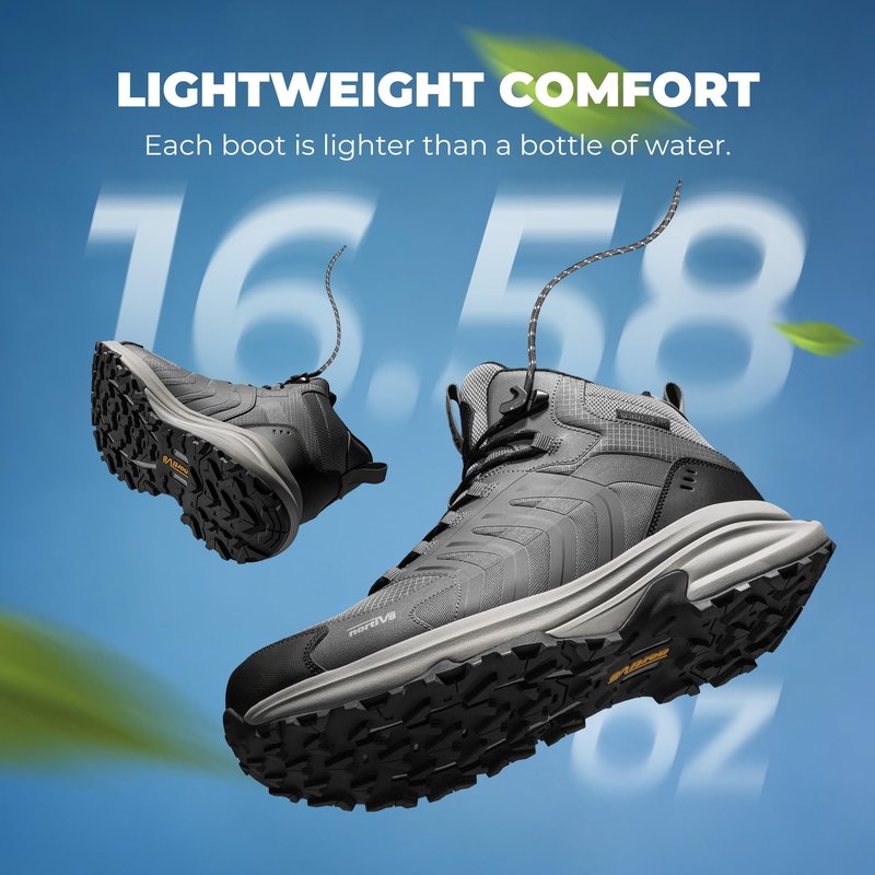 NORTIV 8 Men's Waterproof PRO Hiking Boots Lightweight Outdoor Trekking Camping Climbing Shoes for All Day Comfort Armadillo FieldLite,Size 12,Dark Grey,SNHB26001M