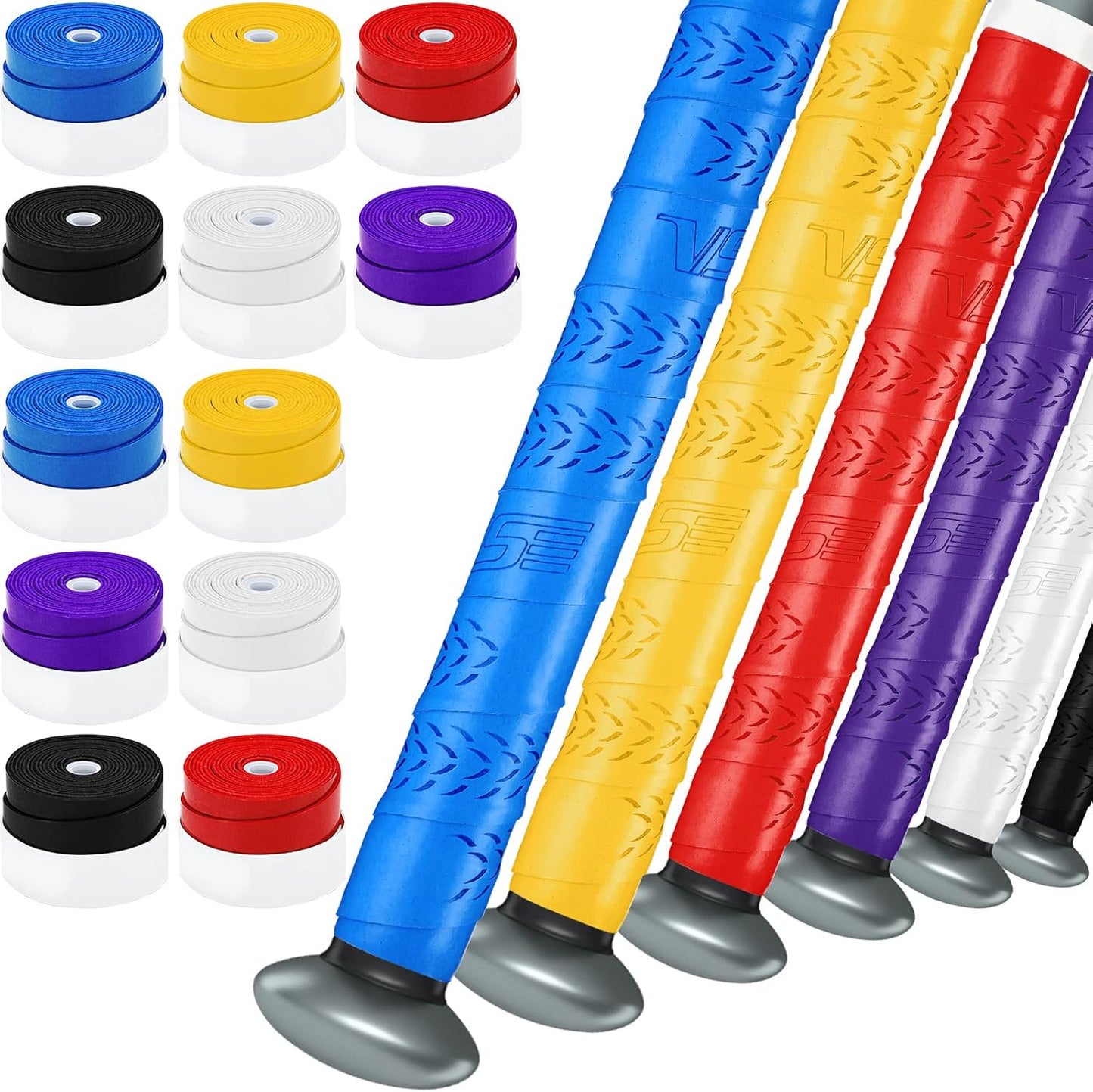 Sosation Bat Grip Tape - 12 Rolls of Comfortable, Soft, Full Adhesive Replacement for Baseball & Softball