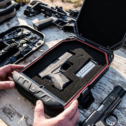 VAULTEK LifePod 2.0 Secure Waterproof Travel Case Rugged Electronic Lock Box Travel Organizer Portable Handgun Case with Backlit Keypad (2-Piece Pluck Foam Accessory)