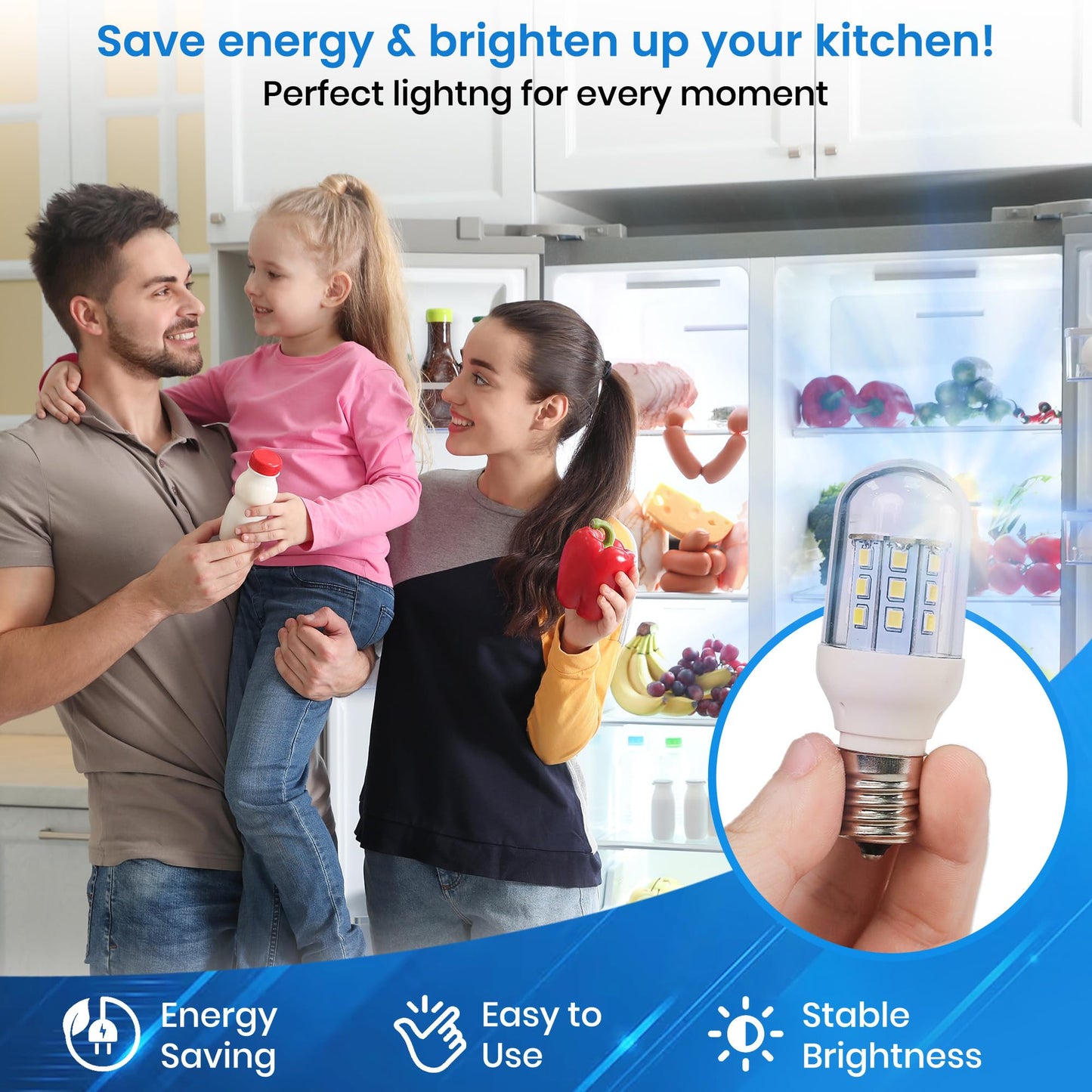 1 Pack KEI D28X KEL 2816X Refrigerator Bulb 3W KEI D28M KEL 2815 Freezer Bulb LED Light Bulb for Home Improvement Ambient Lighting Compatible with Frigi.daire Mini Fridge E17 Base