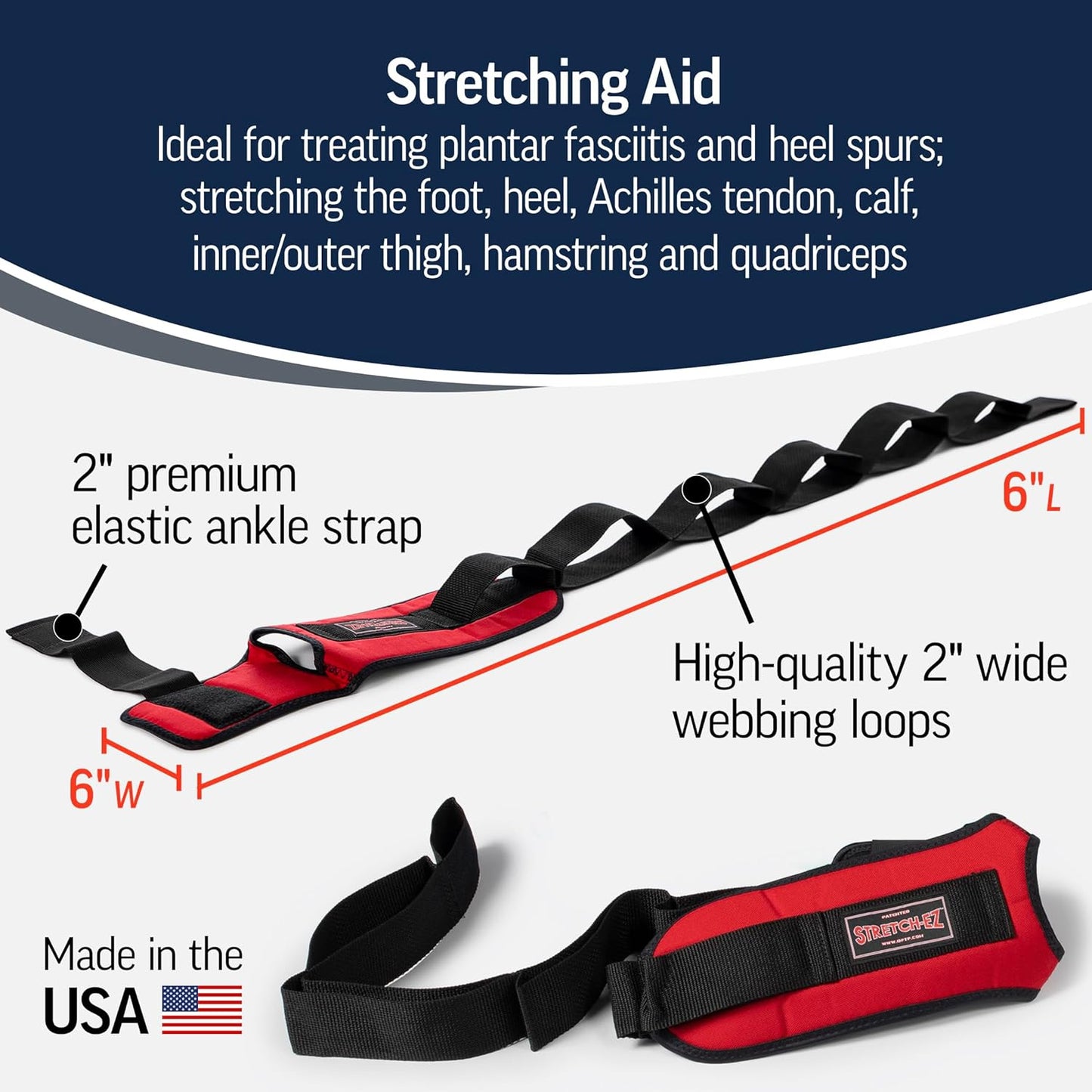 OPTP The Original Stretch-EZ | USA-Made Plantar Fasciitis & Hamstring Stretching Strap