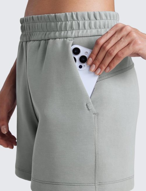 CRZ YOGA SoftAura Sweat Shorts - High-Waisted Modal Lounge Shorts with Pockets | Casual Athletic Wear