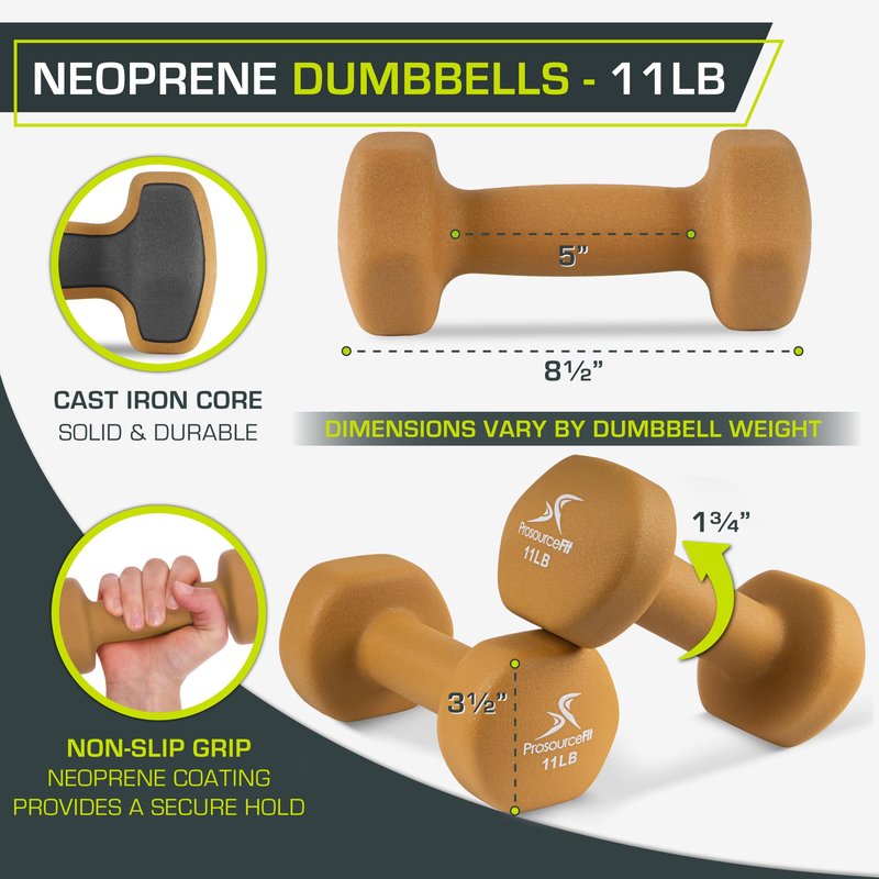 ProsourceFit Neoprene Dumbbell Coated for Non-Slip Grip, 11 lb