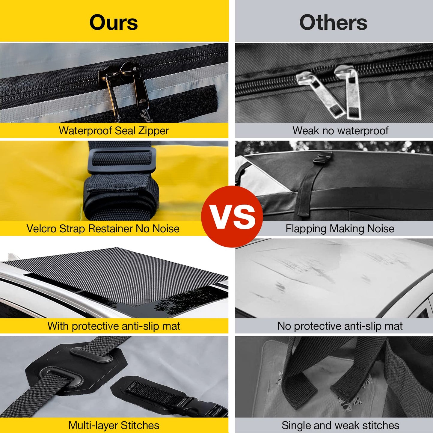 Car Roof Bag Rooftop Cargo Carrier, 21 Cubic Feet Waterproof Roof Luggage Cargo Carrier Bag with Anti-Slip Mat for All Cars Vehicles SUV with/Without Rack (with 2PCS 4M Ratchet Straps)