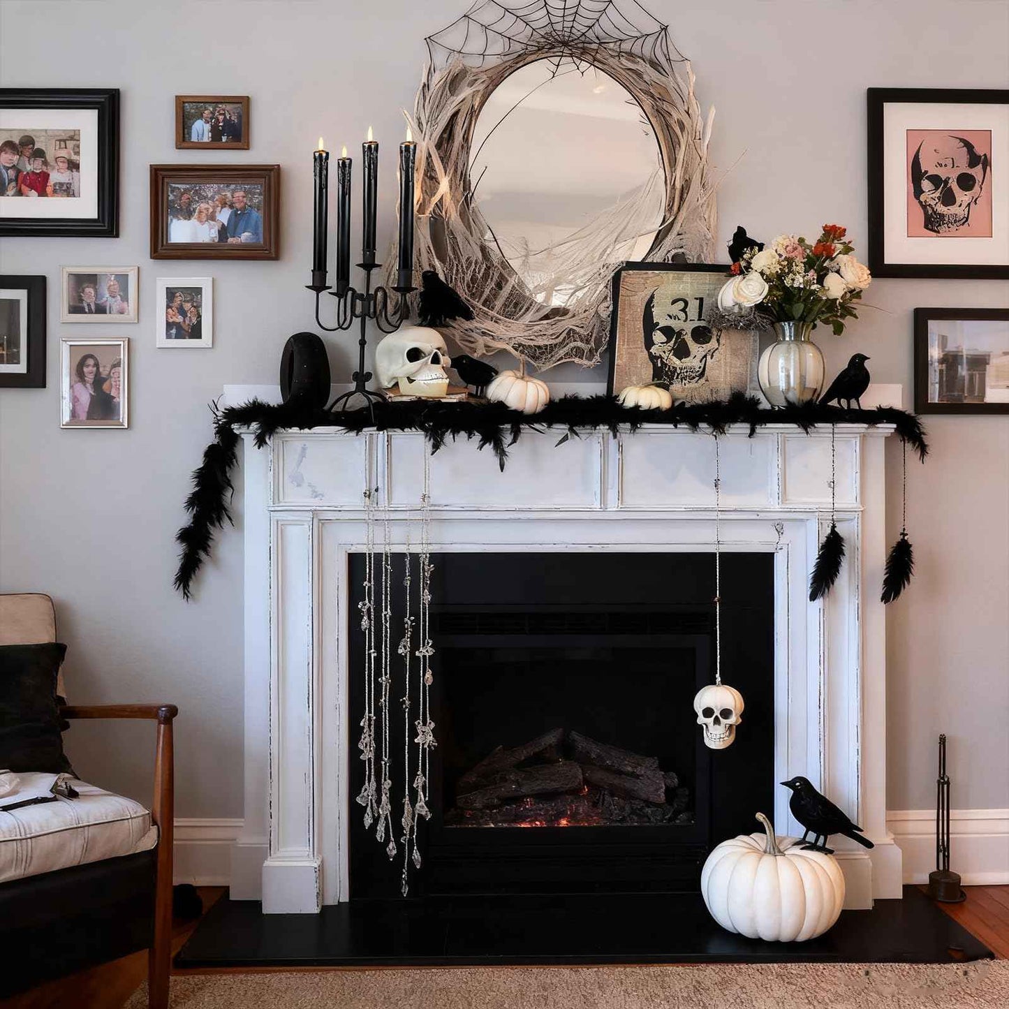 Lezonic Black Flameless Taper Candles Battery Operated with Remote, Long LED Candlesticks Flickering Real Wax Set of 6, 9.5 inch Battery Candles with Realistic 3D Flame for Halloween