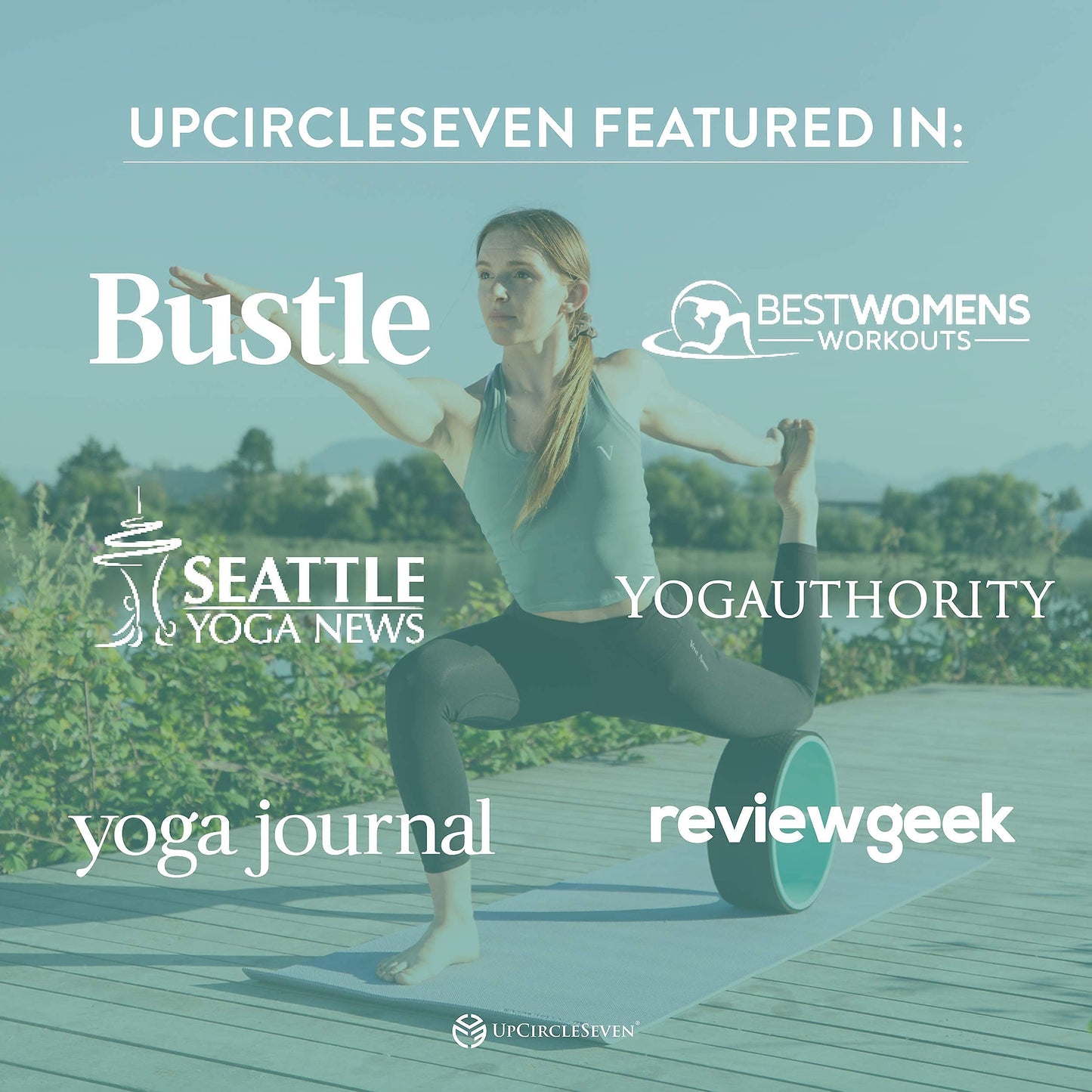 UpCircleSeven Yoga Wheel Set - Strongest & Most Comfortable Dharma Yoga Prop Wheel, 3 Pack for Back Pain Stretching & Backbends (12, 10, 6 inch) (Cyan)