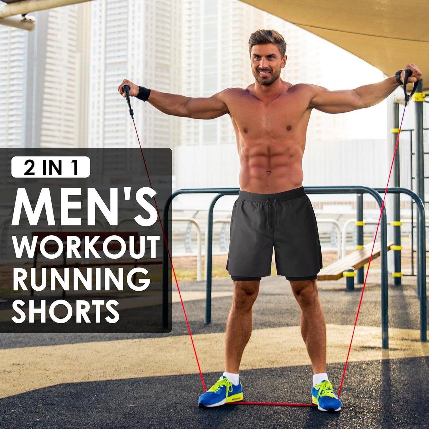 NIMOJIRO Men's 2-in-1 Running Shorts - Lightweight Athletic Gym Wear for Outdoor Training