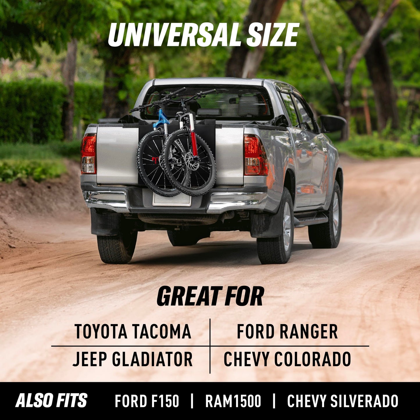 Truck Bike Tailgate Pad for 2 Bikes Bed Rack Holder Featuring Reversed Straps and Premium Metal Buckles for Enhanced Durability (2 Bike pad)