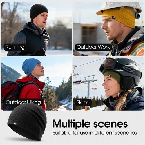 AUSFLUG Beanie Skull Cap for Men Women Winter Slouchy Beanie Hat, Warm for Outdoor Skiing, Running & Work Black