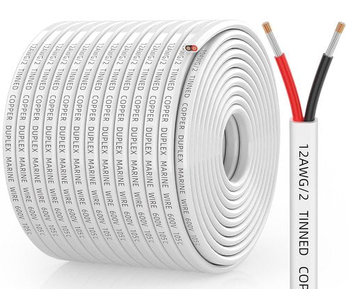 CONEPY 12 Gauge Marine Wire - Waterproof 12/2 Duplex Tinned Copper Cable | 200FT for Boats, RVs, Solar