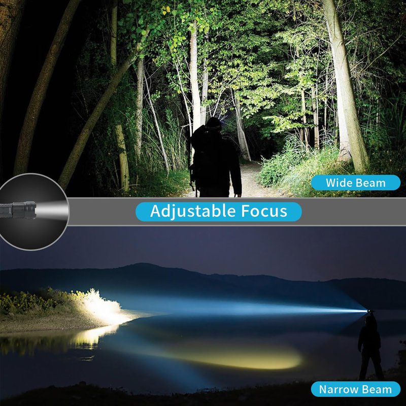 2 Pack LED Rechargeable Flashlights, 90,000 High Lumens Super Bright Flash Light, 7 Modes with COB Light, IPX6 Waterproof, Adjustable Focus Tactical Flashlights for Home Camping and Emergencies