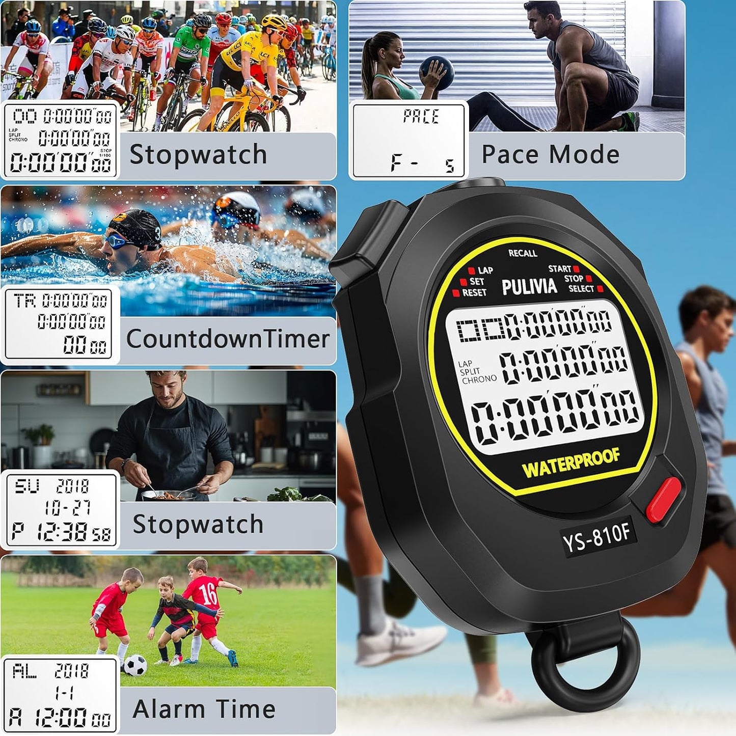 Skiennix Waterproof Stopwatch Timer - 10 Lap Split Memory for Sports & Training
