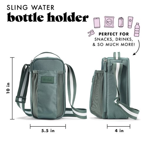 Fit & Fresh Sling Bag Water Bottle Holder With Strap, Crossbody Water Bottle Carrier with Insulated Compartment, Water Bottle Purse with Tumbler Pouch, Fits 40oz. Tumbler Compatible with Stanley Cup