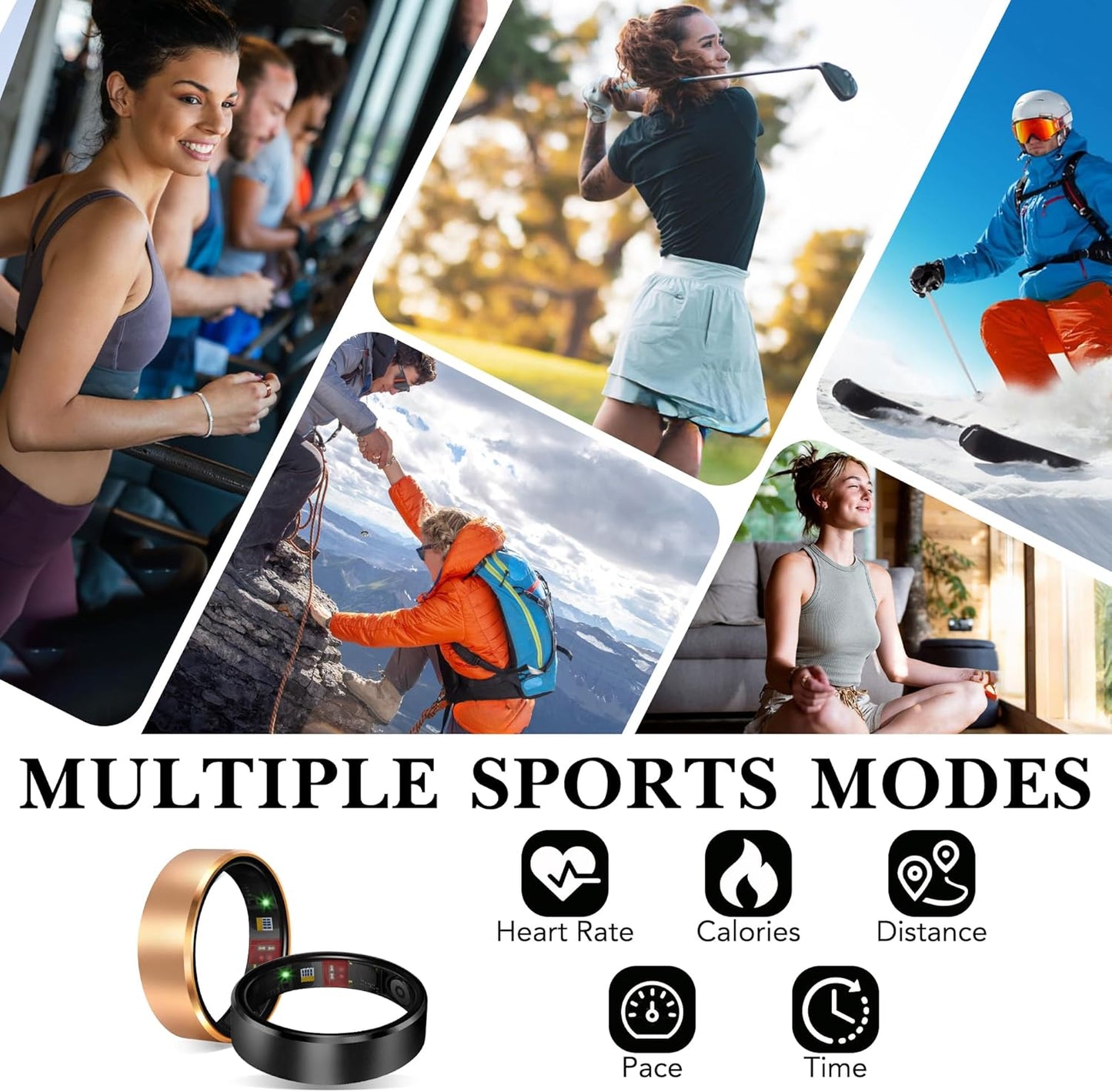 Smart Health Ring 2.0 for Women Men, Slim Scratch & Fingerprint Resistant Design, Efficient Chip Fitness Tracker, Monitors Heart, Blood Oxygen & Pressure, Sleep, Steps, Waterproof, Rose Gold 6